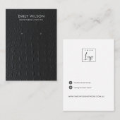 ZWARTE LEATHER TEXTURE EARRING STUD DISPLAY VISITEKAARTJE (Voorkant / Achterkant)