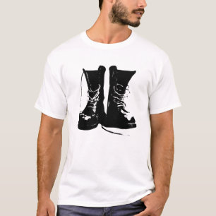 Zwarte leder- en lantaarns t-shirt