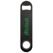 Zwarte leder Groene Keltische Kleur Aangepaste tek Speed Flessenopener (Achterkant)