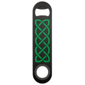 Zwarte leder Groene Keltische Kleur Aangepaste tek Speed Flessenopener (Voorkant)