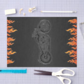 Zwarte leder Oranje Flames motorfiets Biker Party Tissuepapier (Craft)