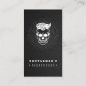 Zwarte leder Retro Barber Shop Skull Visitekaartje (Voorkant)