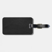 Zwarte lederen blik bagagelabel (Achterkant horizontaal)