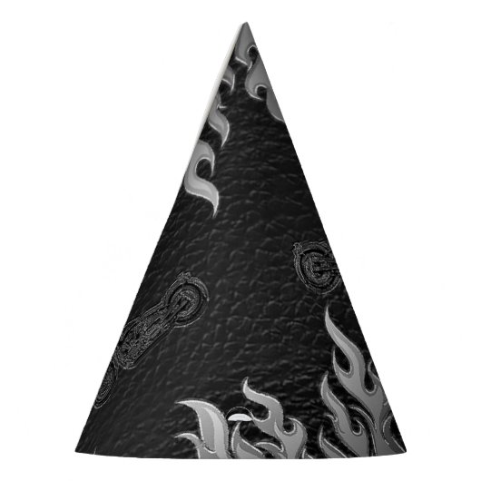 Zwarte lederen Silver Chrome-motorfiets Feesthoedjes (Links)