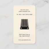 Zwarte lederen snor en Barber Blade Variatie Visitekaartje (Achterkant)