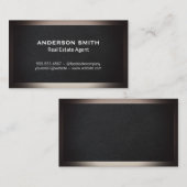 Zwarte lederen textuur | Klassieke rand Visitekaartje (Voorkant / Achterkant)