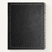 Zwarte lederen textuur & tiching notitieboek (Achterkant)