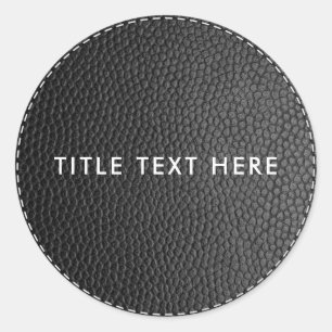 Zwarte lederen textuur & tiching ronde sticker