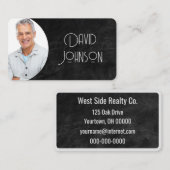 Zwarte lederen visitekaartje (Voorkant / Achterkant)