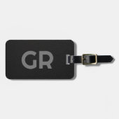 Zwarte  ledertextuur bagagelabel (Voorkant horizontaal)