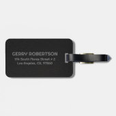 Zwarte  ledertextuur bagagelabel (Achterkant horizontaal)