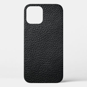 Zwarte ledertextuur en achtergrondleder, textuur iPhone 12 hoesje