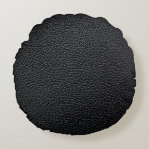 Zwarte ledertextuur of achtergrond. leder, textiel rond kussen