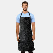 Zwarte ledertextuur schort (Gedragen)