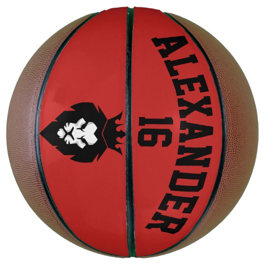 Zwarte leeuw met kroon basketbal (Verticaal)