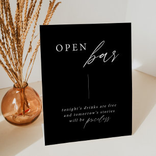 Zwarte legant Weddenschap Open Bar Teken Reclamebord Met Voetstuk