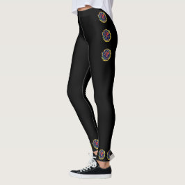 Zwarte leggings met floraal ontwerp 2