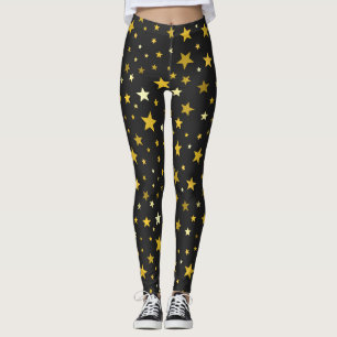 Zwarte Leggings met gouden sterren