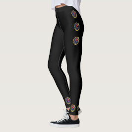 Zwarte leggings met prachtig bloemig ontwerp