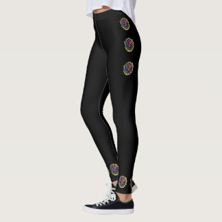 Zwarte leggings met prachtig bloemig ontwerp