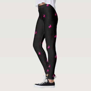 Zwarte Leggings met Roze Vlinders Kies Kleur