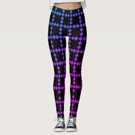 Zwarte Leggings met wolblauw en Paarse kleuren