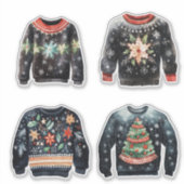 Zwarte lelijke kersttruien sticker (Voorkant)