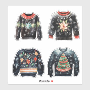 Zwarte lelijke kersttruien sticker