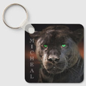 Zwarte Leopard Big Cat Persoonlijke naam Sleutelhanger (Voorkant)