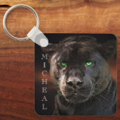 Zwarte Leopard Big Cat Persoonlijke naam Sleutelhanger (Voorkant)