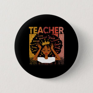 Zwarte Leraar Magie Zwarte Geschiedenis Maand Afro Ronde Button 5,7 Cm