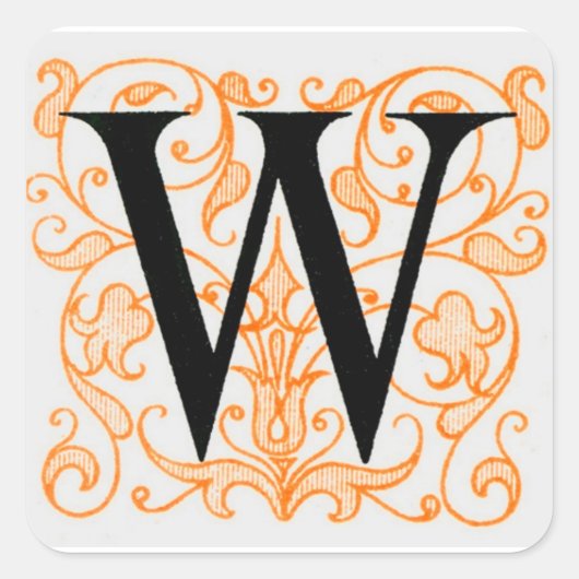 Zwarte letter 'W' op goud - Sticker (Voorkant)