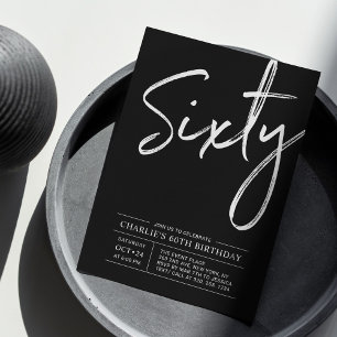 Zwarte Lettering Zestig Modern 60ste Verjaardags Kaart