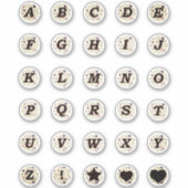 Zwarte letters Monogram Tiny Flowers Alphabet Beig Sticker (Voorkant)
