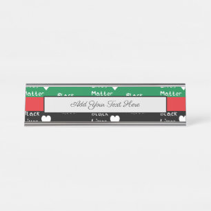 Zwarte levende materie pan-Afrikaans vlagwit hart Bureau Naambordje