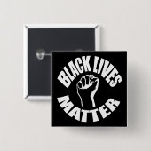 "ZWARTE LEVENS KWESTIE" VIERKANTE BUTTON 5,1 CM (Voorkant /achterkant)