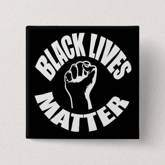 "ZWARTE LEVENS KWESTIE" VIERKANTE BUTTON 5,1 CM (Voorkant)