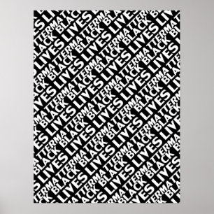 Zwarte levens materie, zwart wit patroon poster