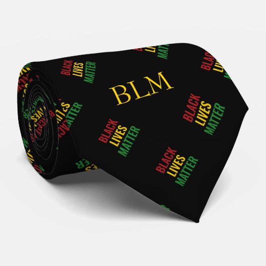 ZWARTE LEVENS MATTER BHM  MONOGRAM STROPDAS (Opgerold)