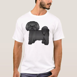 Zwarte Lhasa Apso Schattige Cartoonhond Illustrati T-shirt