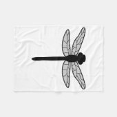 Zwarte Libellesilhouet Op Wit Fleece Deken (Voorkant (Horizontaal))