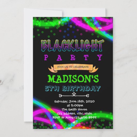 Zwarte lichte uitnodiging (Voorkant)