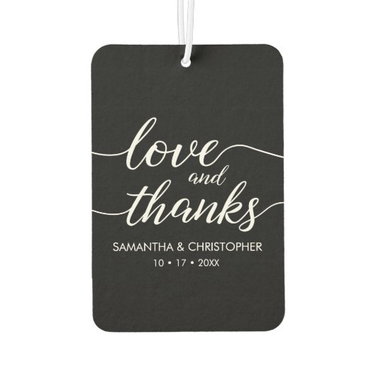 Zwarte Liefde en Bedankt Elegant script bruiloft A Luchtverfrisser (Achterkant)