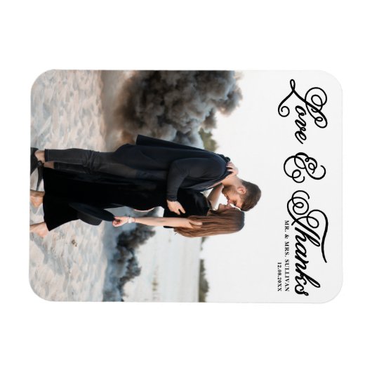 Zwarte Liefde en Bedankt Script Fotobruiloft Magneet (Horizontaal)