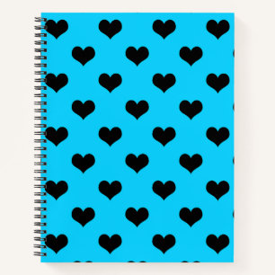 Zwarte Liefdeshart Op Blauwe Achtergrond Notitieboek
