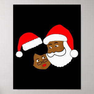 Zwarte liefhebbende kerstman en mevrouw Claus etni Poster