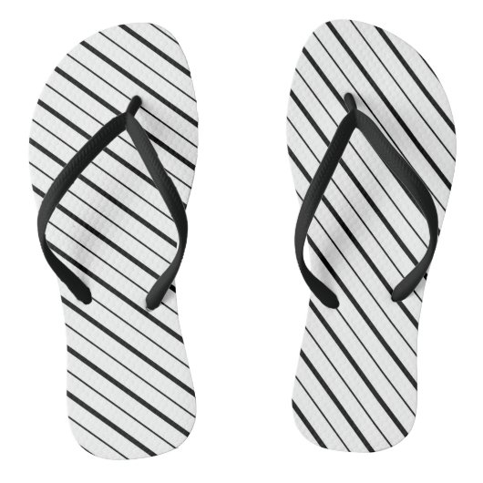 Zwarte Lijn Geometrie Eenvoudig Teenslippers (Voetbed)