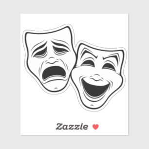 Zwarte lijn van Comedy en tragedie Theater Sticker