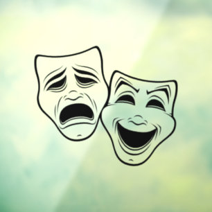 Zwarte lijn voor comedy- en tragedie-theater raamsticker