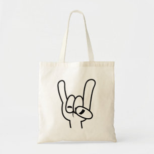 Zwarte lijn zware metalen duivel tote bag
